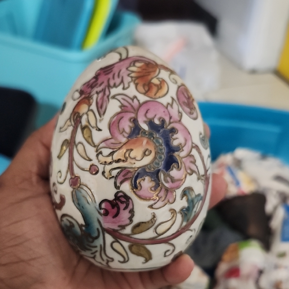 Floral Ceramic Egg Decor